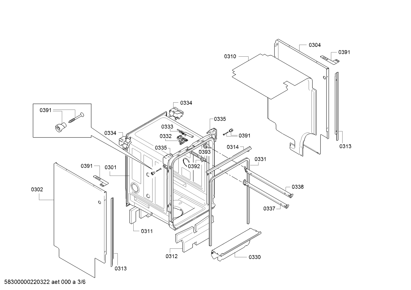 Genuine sealdoor for BOSCH "Evolution 18"" special app dishwasher 4+3". Suits SPE68U55UC, Spare Pa