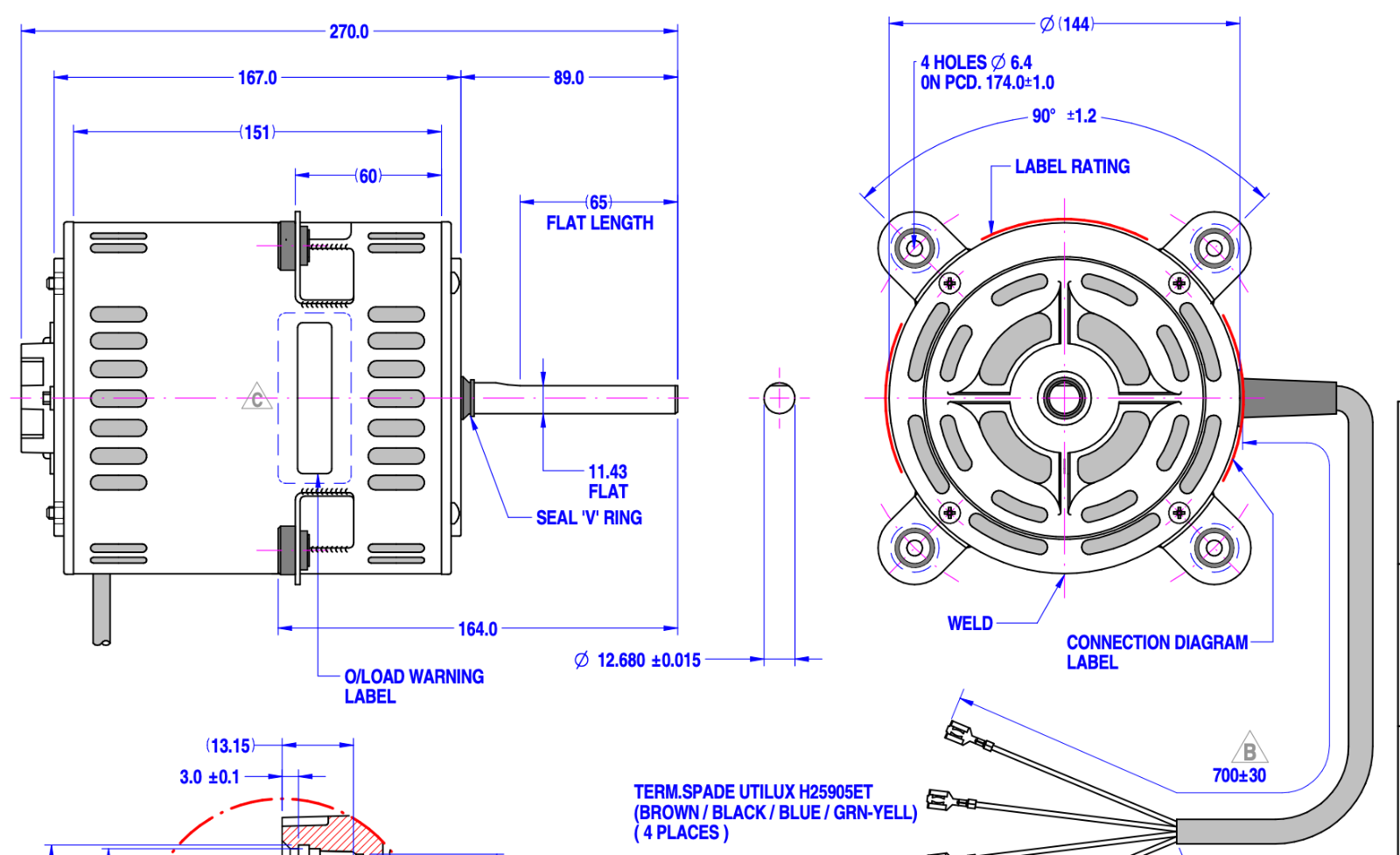 Brivis Evaporative Cooler FASCO Motor 80855BRVAA23 950watt 4 pole 1290rpm