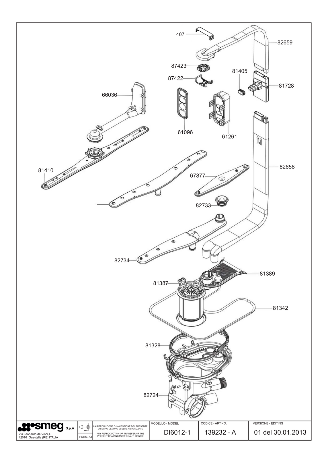 Genuine Salt Funnel for Smeg Dishwashers Suits DI60121 Spare Part No 764250041