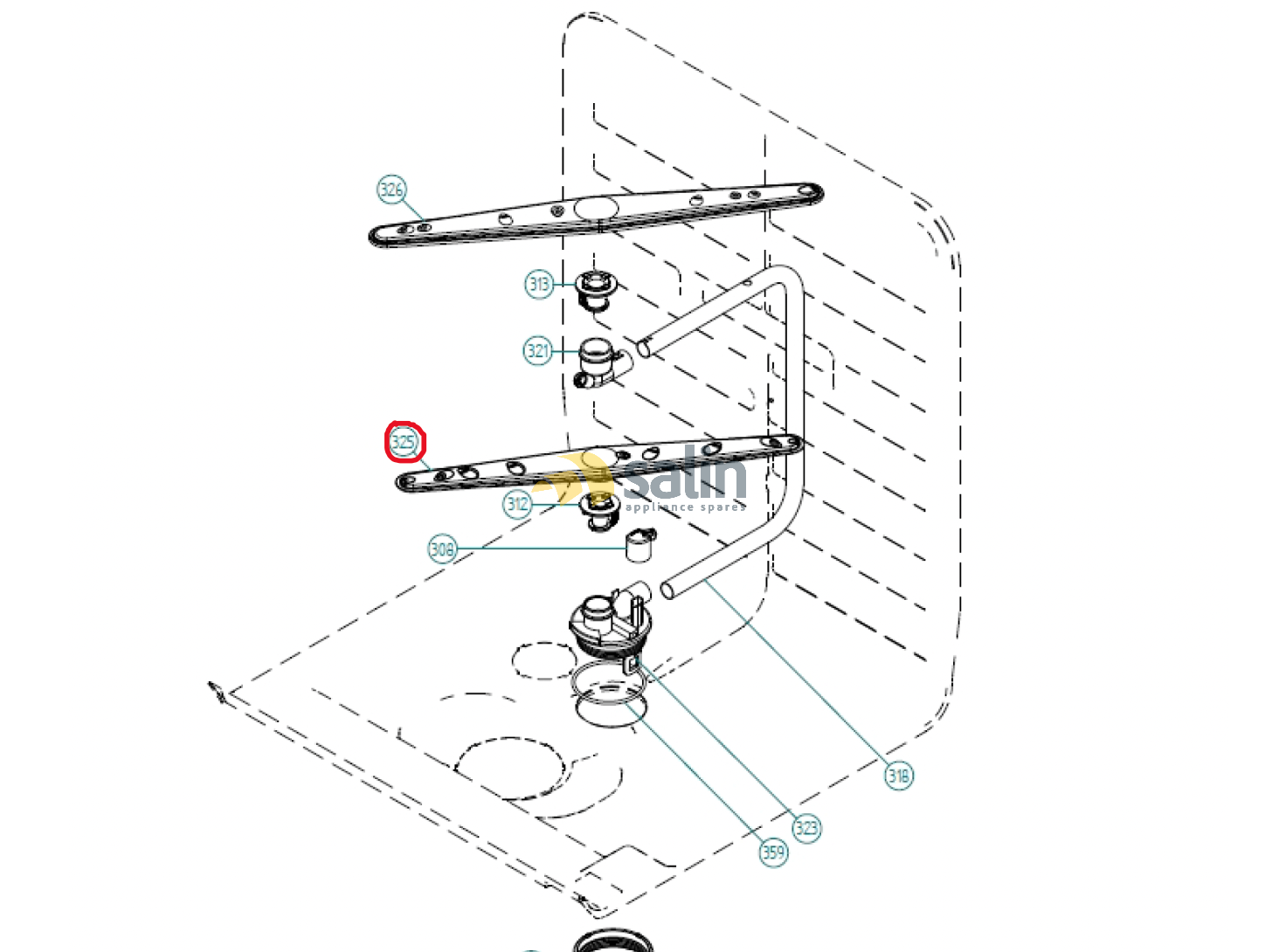 GENUINE ASKO DISHWASHER LOWER BOTTOM SPRAY ARM DW70.5