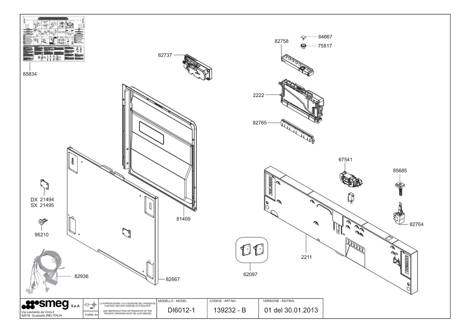 Genuine Salt Funnel for Smeg Dishwashers Suits DI60121 Spare Part No 764250041