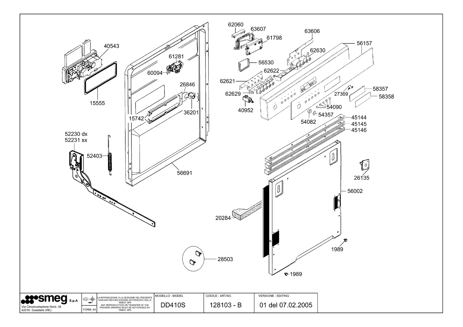 Genuine Adjustable Foot for Smeg Dishwashers Suits DD410S Spare