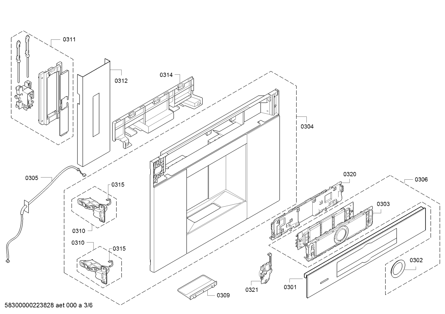 Genuine adapter for BOSCH Builtin fullyautomatic coffee machine. Suits BCM8450UC, Spare Part No