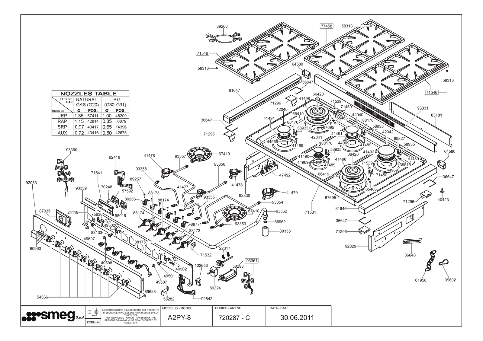 Genuine Door Lock Assembly for Smeg Ovens & Cooktops Suits A2PY8 Spare Part No 692790032