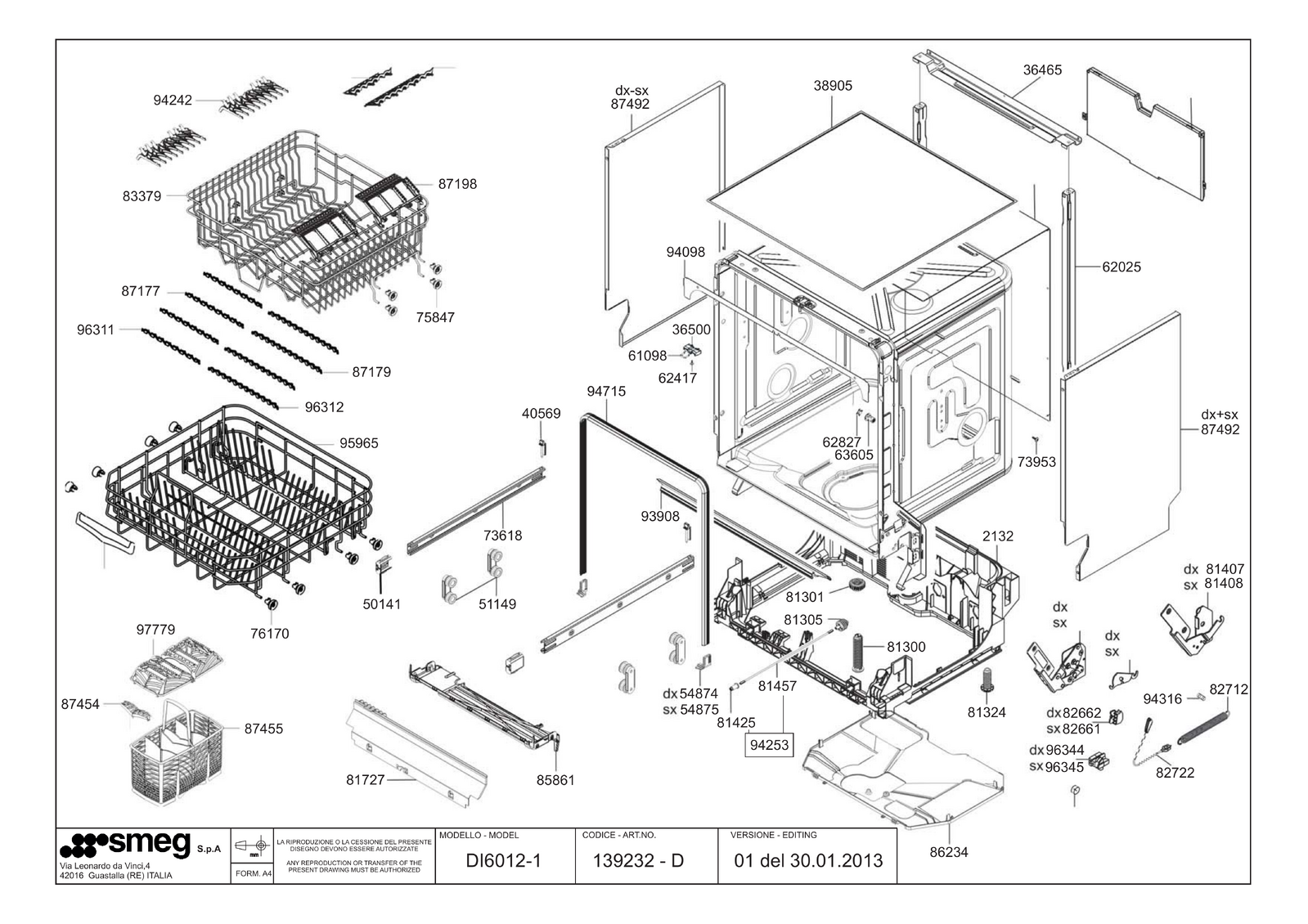 Genuine Salt Funnel for Smeg Dishwashers Suits DI60121 Spare Part No 764250041