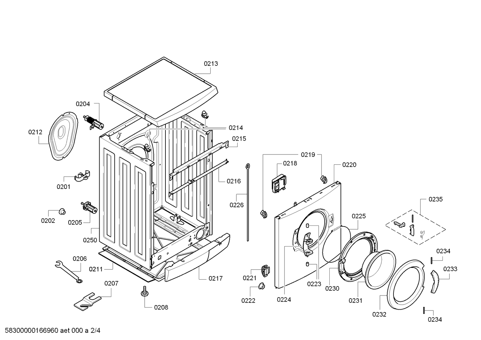 Genuine rail for Bosch Washing Machines Suits WAE24364PL WAE24365BY