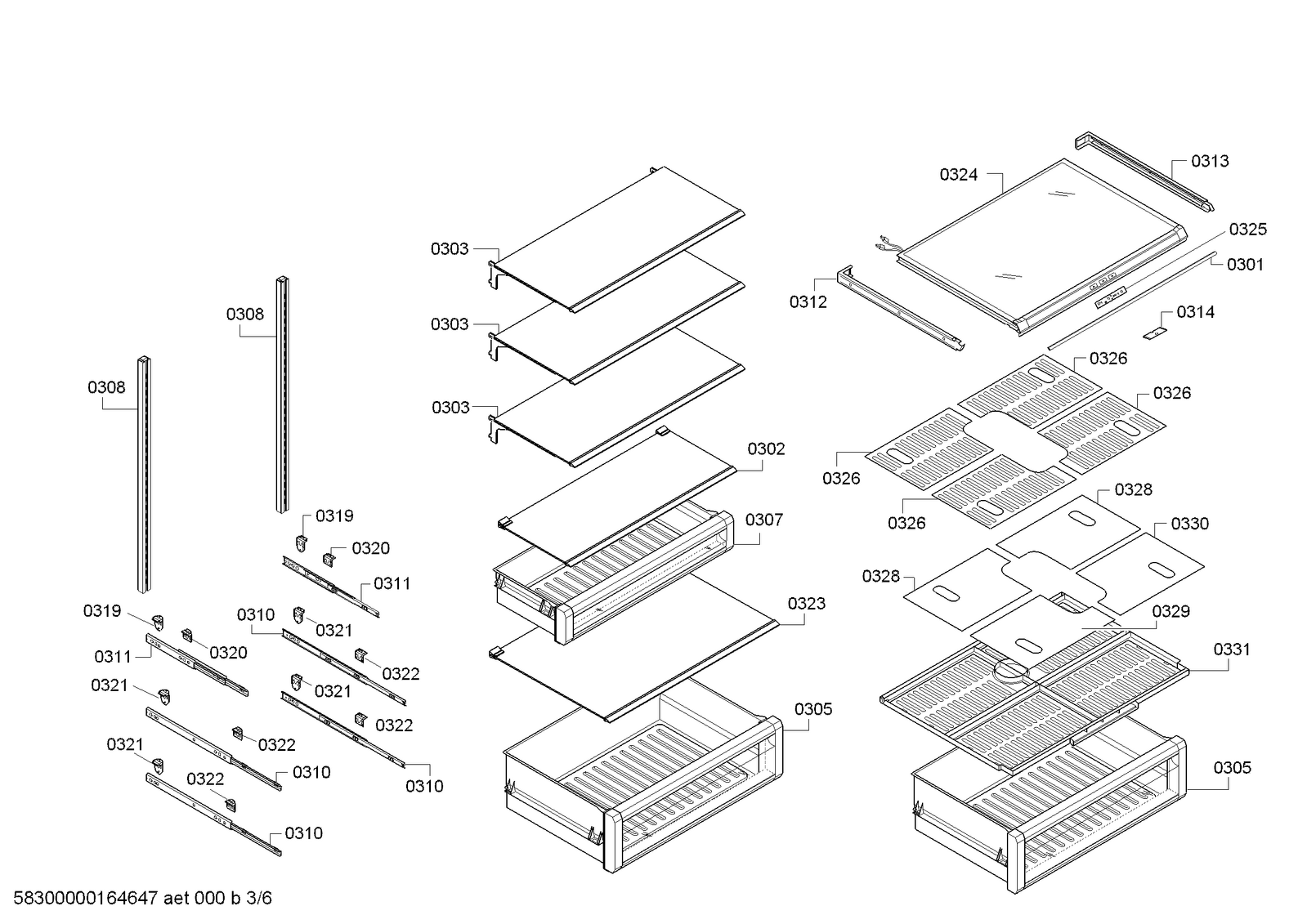 Genuine rail for Bosch Fridges & Freezers Suits B30IR800SP Spare Part