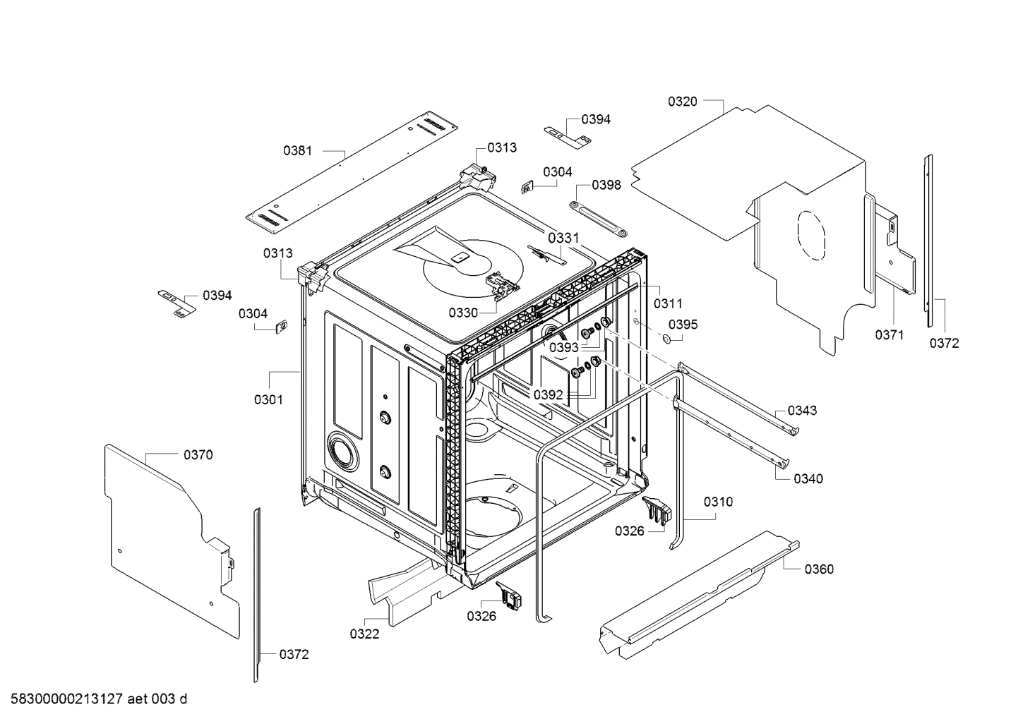 Genuine sheet for Bosch Dishwashers Suits SMI53D04GC SMI67NS01B