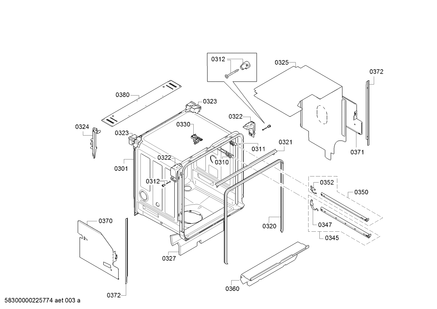 Genuine rack guide rail for Bosch Dishwashers Suits SMV4HAX48E