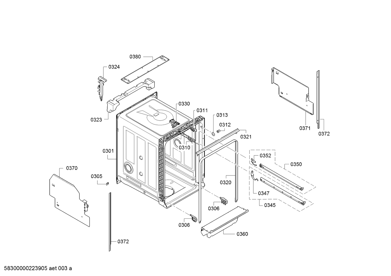 Genuine rack guide rail for Bosch Dishwashers Suits: SPV2IKX2CR ...