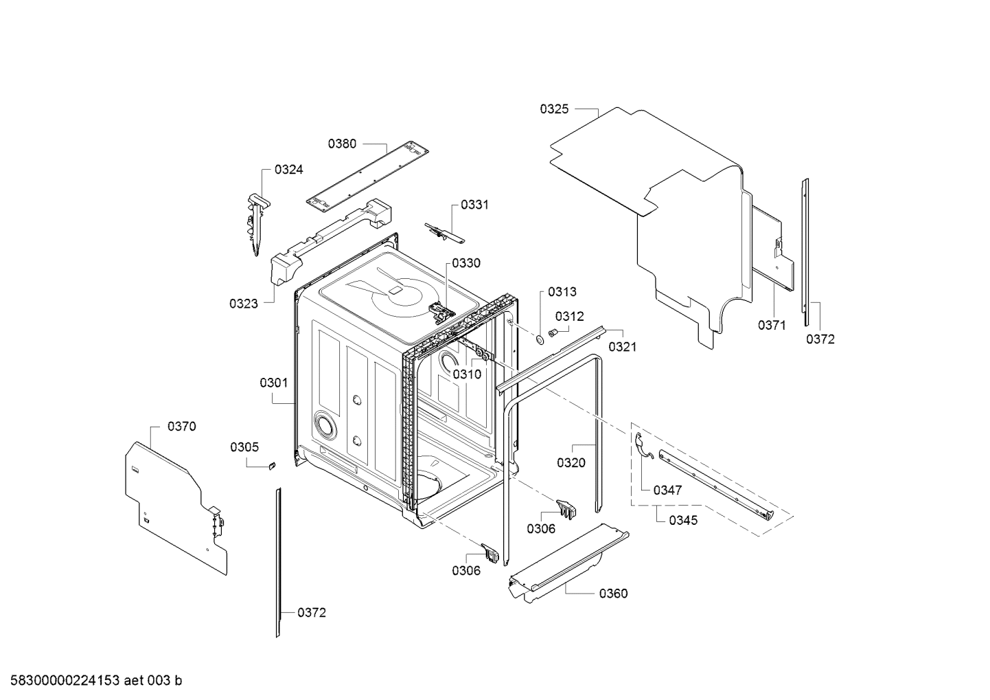 Genuine rack guide rail for Bosch Dishwashers Suits: SPV4HKX10E ...