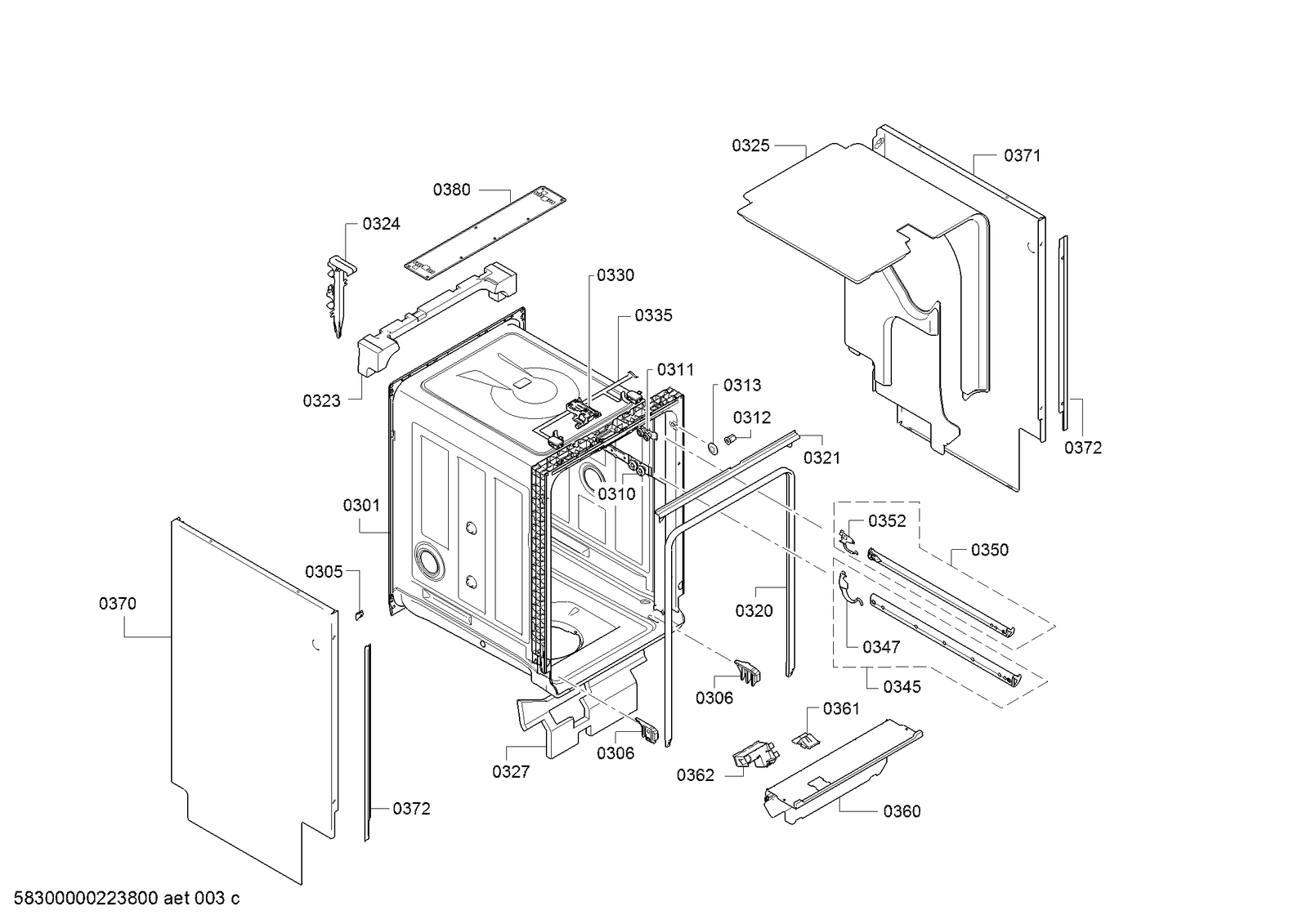 Genuine rack guide rail for Bosch Dishwashers Suits SPV6HMX4MR