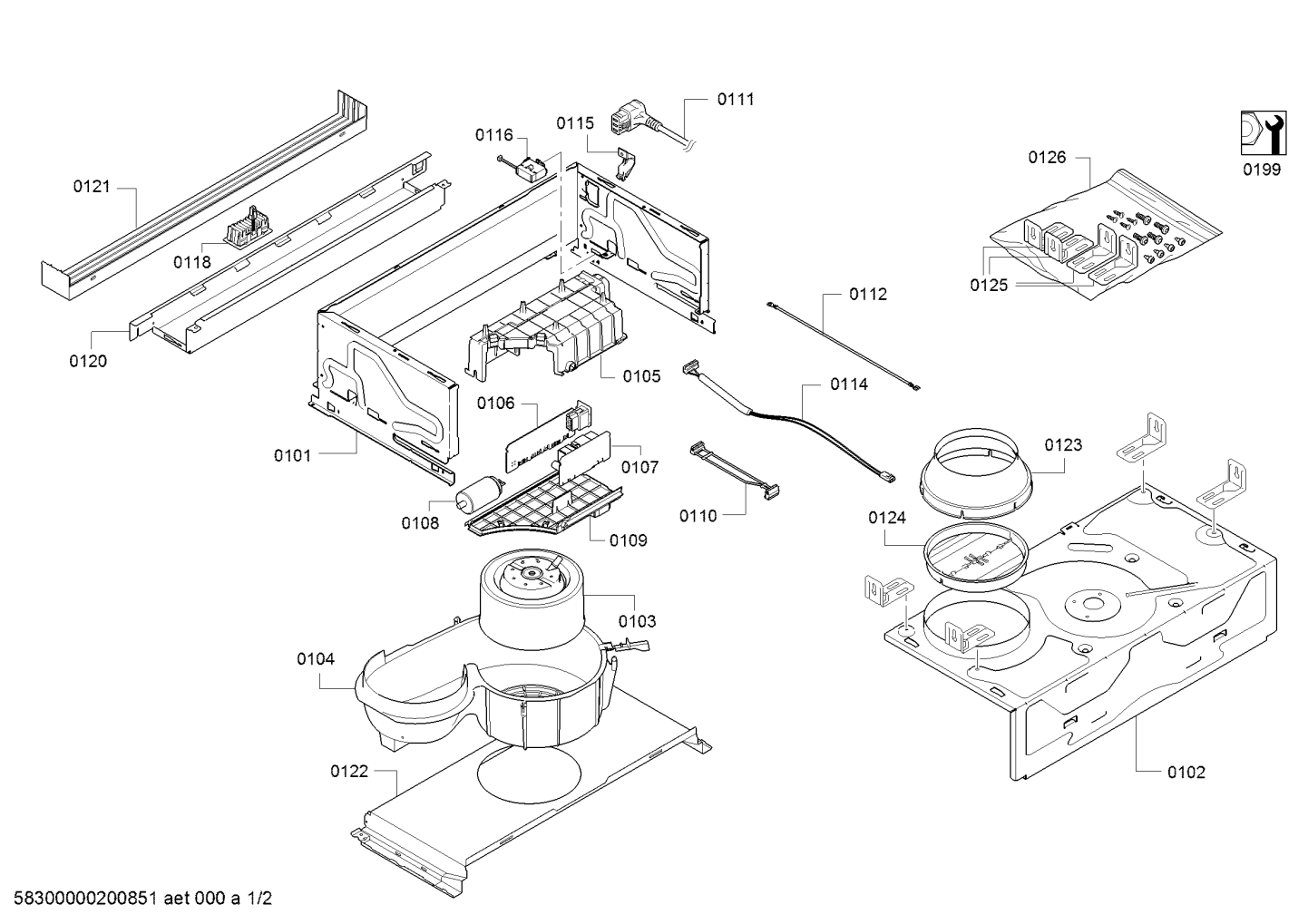 Genuine transformer for BOSCH Slimline cooker hood. Suits DFL063W51