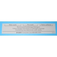 Asko 262497 PLATE PROG.INFO WASHERS US/CA spare part