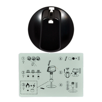 Genuine Knob Single- Universal Kit Black, 48mm Skirt For Chef Spare Part No: UK-48B1