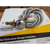 Bromic BROMIC BBQ HEATER HOSE S.STEEL REGULATOR 3/8" 1.8M LPG GAS ZIEGLER BROWN WEBERQ spare part