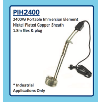 Universal 2400W PORTABLE IMMERSION ELEMENT NICKEL PLATED COPPER SHEATH 1.8m FLEX & PLUG spare part