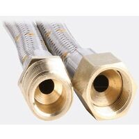 Gas Hose - 10mm Stainless Steel, 1/2" SAE FF x 1/2" BSP M, 1200mm