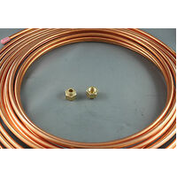 1/2" x 5 M SOFT COPPER PIPE COIL & 2 1/2" FLARE NUTS  WATER  AIR CONDITIONER