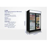 IGLOO COKE 2 Door 1000L Commercial Upright Glass Display Drinks Storage Fridge