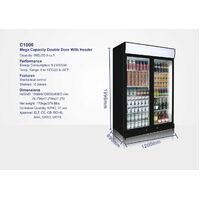IGLOO COKE 2 Door 1000L Commercial Upright Glass Display Drinks Storage Fridge