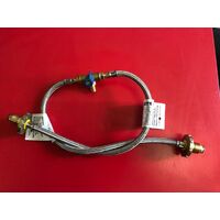 CARAVAN BRAIDED GAS PIGTAIL KIT CHANGEOVER TWIN CYL POL - 1/4 INV FLARE 600mm