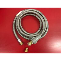 Rinnai   3m SS Braided Gas hose  3/8 BSP F and 3/ SAE F Bayonet  Handle