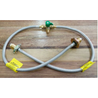 LPG  Cylinders Changeover Valve  Kit  & Gas Pigtail Hose for Caravan House 450mm