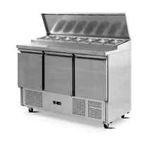 SALADETTE PIZZA BAR PREP  BENCH FRIDGE 3 DOORS 7 TRAYS 1/3 SIZE CAN FIT PS-300