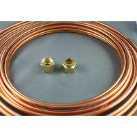 1/2" x 1metre  SOFT COPPER PIPE & 2 x 1/2" FLARE NUTS AIR CONDITIONER WATER AIR