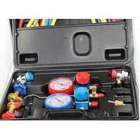 Universal R134A AIR CONDITIONING REFRIGERATION MANIFOLD GAUGE WITH 60" HOSES CAR ADAPTER spare part
