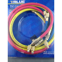 Universal REFRIGERATION 60" X 1/4"  BALL VALVE SAE CHARGING 3*HOSE SET FOR R134 R22 R404 spare part