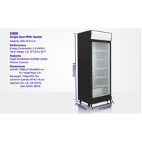 BNIB 540L 1-DOOR COMMERCIAL GLASS DISPLAY FRIDGE  WINE CHILLER COOLER 3.2kw/24HR