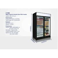 BRAND NEW 2-DOOR 1000L COMMERCIAL UPRIGHT  FRIDGE LED LIGHT 1110*730X2100MM WDH