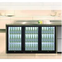 BRN NEW 3 DOORS  UNDER BAR UNDER BENCH BEER  DISPLAY FRIDGE GLOSSY BLACK COLOUR