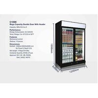 1000L COMMERCIAL  GLASS DISPLAY FRIDGE 110*70*21CM LED LIGHT ALUMINIUM  DOORS