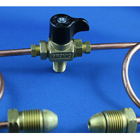 LPG  GAS CYLINDER KIT 2 X PIGTAIL COPPER HOSE & 3 WAY CONNECTOR WITH VALVE