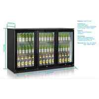 COMMERCIAL 3 DOORS UNDER BENCH BEER BAR DISPLAY FRIDGE BLACK 840MM HIGH