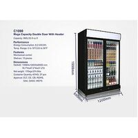 IGLOO 2 Door 1000L Commercial Upright Glass Display Drinks and Storage Fridge
