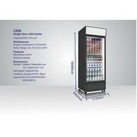 MEGA SIZE SINGLE ICE540  COMMERCIAL UPRIGHT DRINK GLASS DOOR FRIDGE   700mm WIDE
