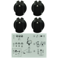 Genuine Knob Set Of 4- Universal Kit Black, 35mm Skirt For Electrolux Spare Part No: UK-35B4