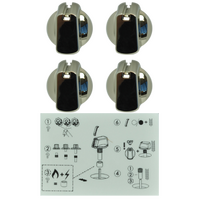 Genuine Knob Set Of 4- Universal Kit Chrome, 40mm Skirt For Electrolux Spare Part No: UK-40C4