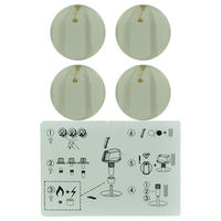 Genuine Knob Set Of 4- Universal Kit White, 40mm Skirt For Electrolux Spare Part No: UK-40W4