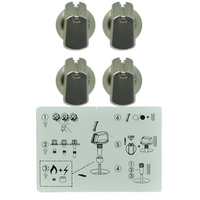 Genuine Knob Set Of 4- Universal Kit Stainless Steel Appearance, 35mm Skirt For Electrolux Spare Part No: UK-35S4