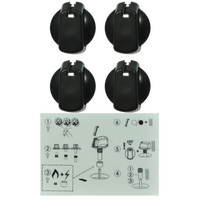 Genuine Knob Set Of 4- Universal Kit Black, 40mm Skirt For Electrolux Spare Part No: UK-40B4