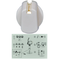 Genuine Knob Single- Universal Kit White, 35mm Skirt For Electrolux Spare Part No: UK-35W1