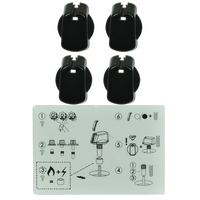 Genuine Knob Set Of 4- Universal Kit Black, 30mm Skirt For Electrolux Spare Part No: UK-30B4