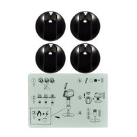 Genuine Knob Set Of 4- Universal Kit Black, 48mm Skirt For Electrolux Spare Part No: UK-48B4