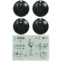 Genuine Knob Set Of 4- Universal Kit Black, 55mm Skirt For Electrolux Spare Part No: UK-55B4
