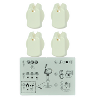 Genuine Knob Set Of 4- Universal Kit White, 30mm Skirt For Electrolux Spare Part No: UK-30W4